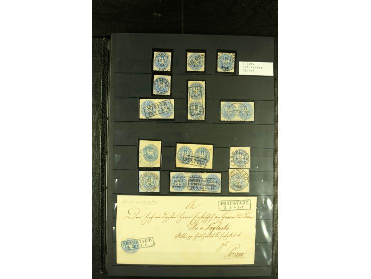 1850/67, reichhaltige, fast ausschließlich gestempelte Sammlung mit vielen Briefstücken, kleinen Einheiten, Randstücken und B