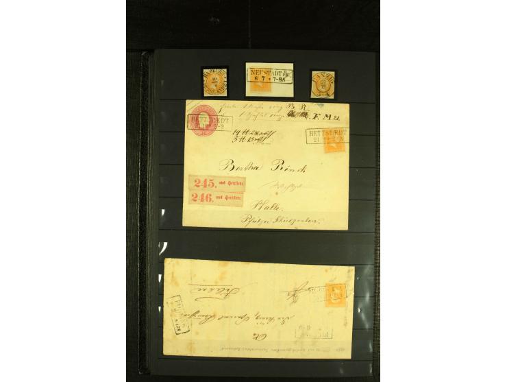 1850/67, reichhaltige, fast ausschließlich gestempelte Sammlung mit vielen Briefstücken, kleinen Einheiten, Randstücken und B