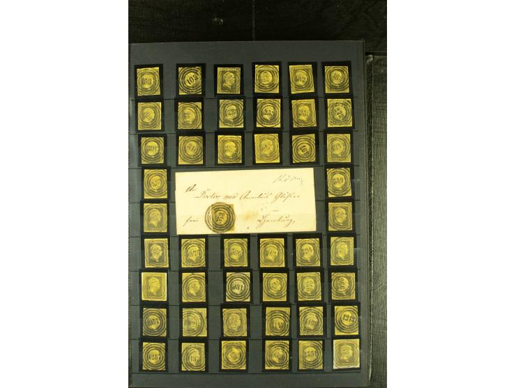 1850/67, reichhaltige, fast ausschließlich gestempelte Sammlung mit vielen Briefstücken, kleinen Einheiten, Randstücken und B