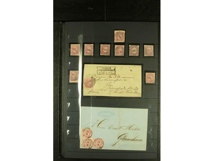 1850/67, reichhaltige, fast ausschließlich gestempelte Sammlung mit vielen Briefstücken, kleinen Einheiten, Randstücken und B