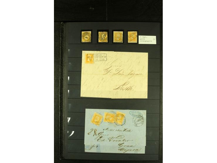 1850/67, reichhaltige, fast ausschließlich gestempelte Sammlung mit vielen Briefstücken, kleinen Einheiten, Randstücken und B