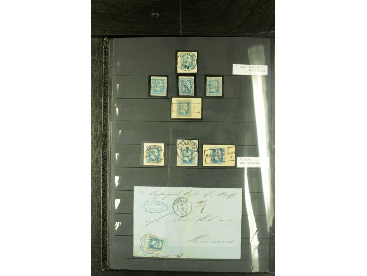 1850/67, reichhaltige, fast ausschließlich gestempelte Sammlung mit vielen Briefstücken, kleinen Einheiten, Randstücken und B
