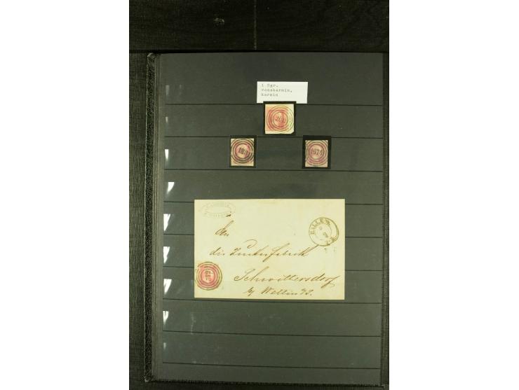 1850/67, reichhaltige, fast ausschließlich gestempelte Sammlung mit vielen Briefstücken, kleinen Einheiten, Randstücken und B