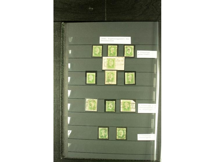 1850/67, reichhaltige, fast ausschließlich gestempelte Sammlung mit vielen Briefstücken, kleinen Einheiten, Randstücken und B