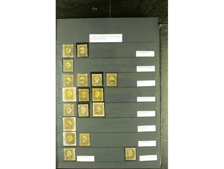 1850/67, reichhaltige, fast ausschließlich gestempelte Sammlung mit vielen Briefstücken, kleinen Einheiten, Randstücken und B