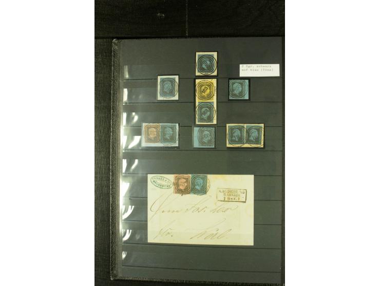 1850/67, reichhaltige, fast ausschließlich gestempelte Sammlung mit vielen Briefstücken, kleinen Einheiten, Randstücken und B