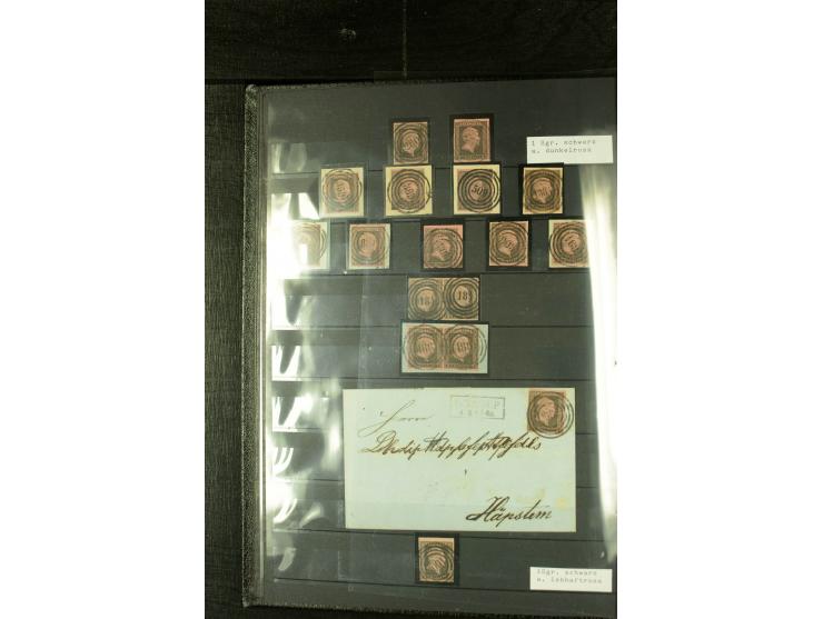 1850/67, reichhaltige, fast ausschließlich gestempelte Sammlung mit vielen Briefstücken, kleinen Einheiten, Randstücken und B