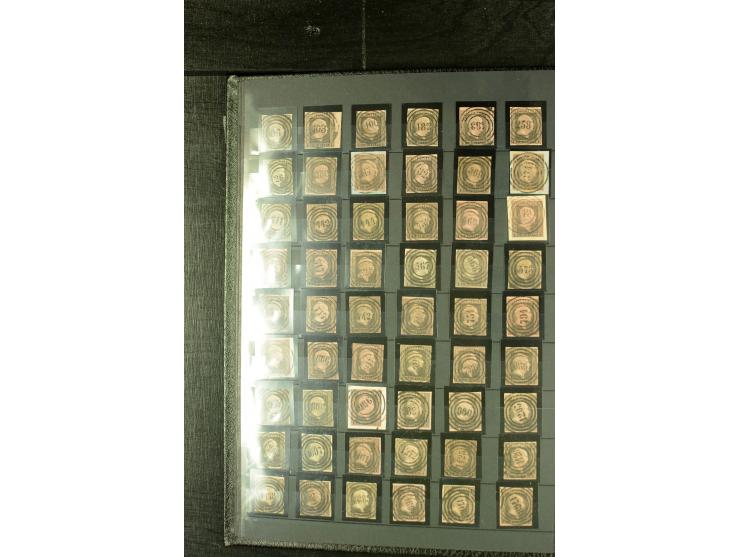 1850/67, reichhaltige, fast ausschließlich gestempelte Sammlung mit vielen Briefstücken, kleinen Einheiten, Randstücken und B