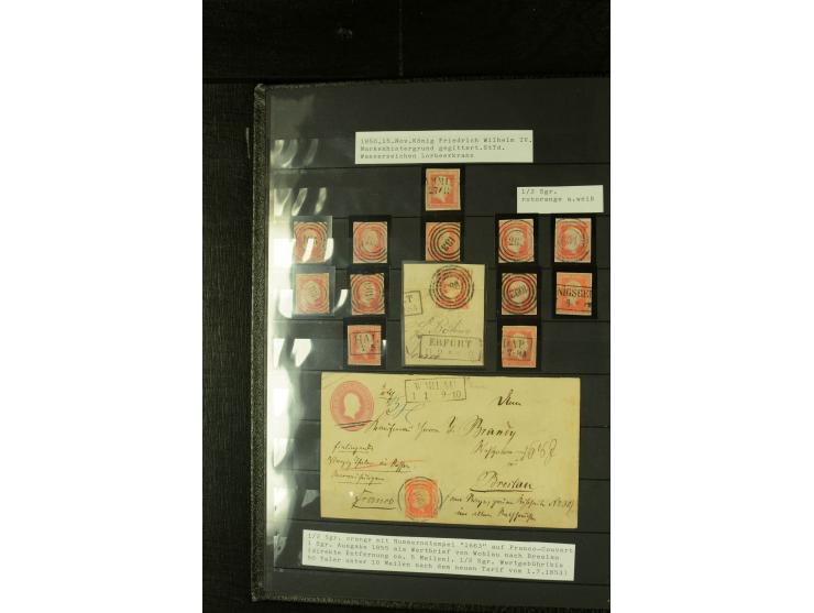 1850/67, reichhaltige, fast ausschließlich gestempelte Sammlung mit vielen Briefstücken, kleinen Einheiten, Randstücken und B