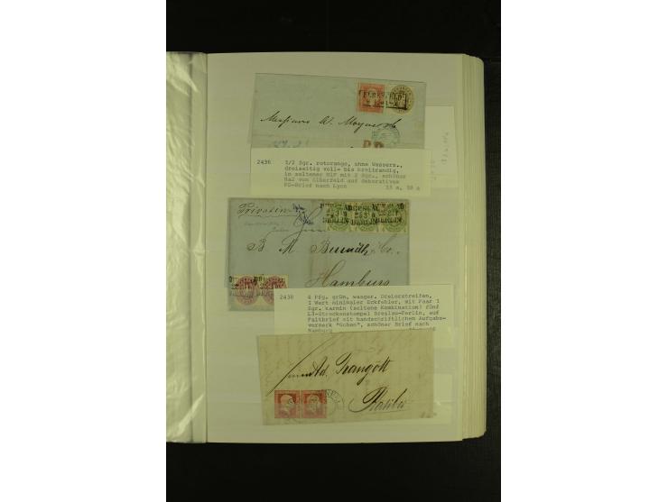 1850/67, hochinteressante Sammlung von über 50 Briefen, dabei Mi.-Nr. 1 im Paar, Mi.-Nr. 8b auf Faltbrief nach Frankfurt, Mi.