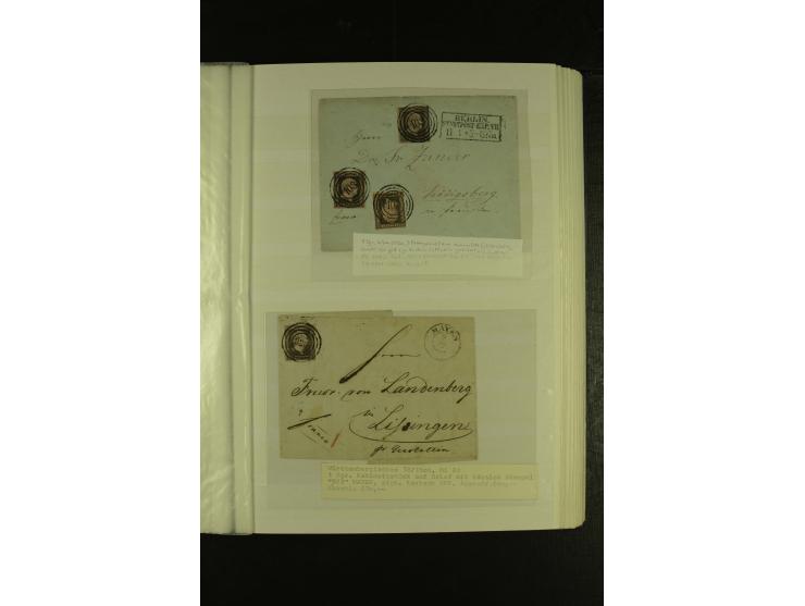 1850/67, hochinteressante Sammlung von über 50 Briefen, dabei Mi.-Nr. 1 im Paar, Mi.-Nr. 8b auf Faltbrief nach Frankfurt, Mi.