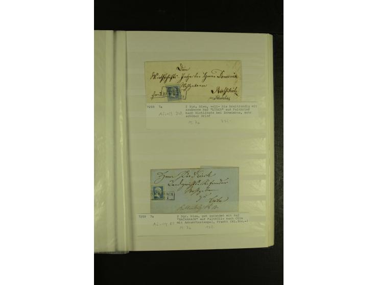 1850/67, hochinteressante Sammlung von über 50 Briefen, dabei Mi.-Nr. 1 im Paar, Mi.-Nr. 8b auf Faltbrief nach Frankfurt, Mi.