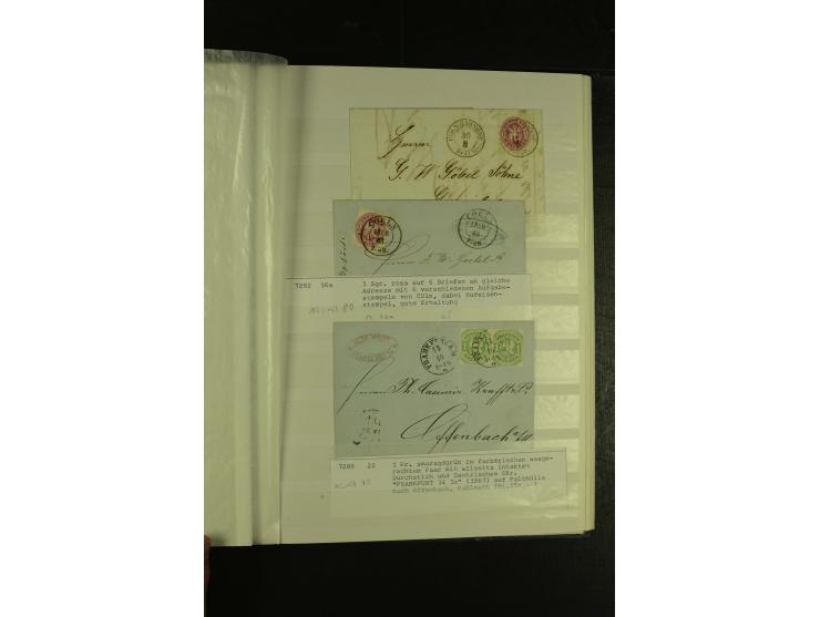 1850/67, hochinteressante Sammlung von über 50 Briefen, dabei Mi.-Nr. 1 im Paar, Mi.-Nr. 8b auf Faltbrief nach Frankfurt, Mi.