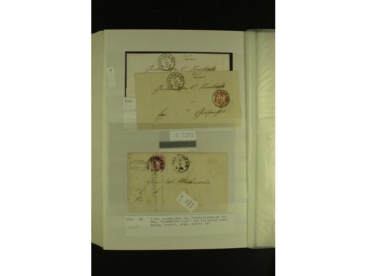 1850/67, hochinteressante Sammlung von über 50 Briefen, dabei Mi.-Nr. 1 im Paar, Mi.-Nr. 8b auf Faltbrief nach Frankfurt, Mi.