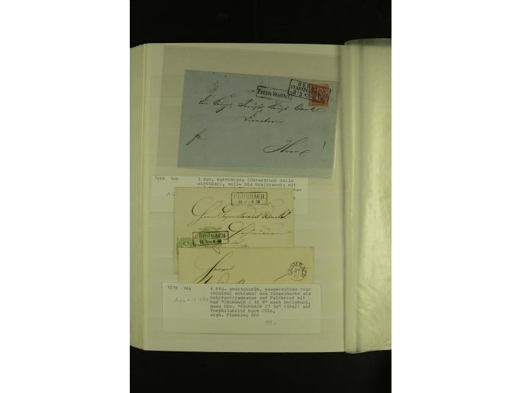 1850/67, hochinteressante Sammlung von über 50 Briefen, dabei Mi.-Nr. 1 im Paar, Mi.-Nr. 8b auf Faltbrief nach Frankfurt, Mi.