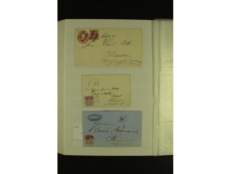 1850/67, hochinteressante Sammlung von über 50 Briefen, dabei Mi.-Nr. 1 im Paar, Mi.-Nr. 8b auf Faltbrief nach Frankfurt, Mi.