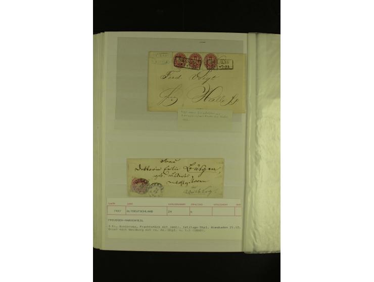 1850/67, hochinteressante Sammlung von über 50 Briefen, dabei Mi.-Nr. 1 im Paar, Mi.-Nr. 8b auf Faltbrief nach Frankfurt, Mi.