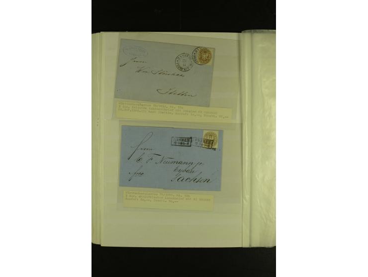 1850/67, hochinteressante Sammlung von über 50 Briefen, dabei Mi.-Nr. 1 im Paar, Mi.-Nr. 8b auf Faltbrief nach Frankfurt, Mi.