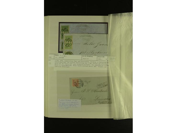 1850/67, hochinteressante Sammlung von über 50 Briefen, dabei Mi.-Nr. 1 im Paar, Mi.-Nr. 8b auf Faltbrief nach Frankfurt, Mi.