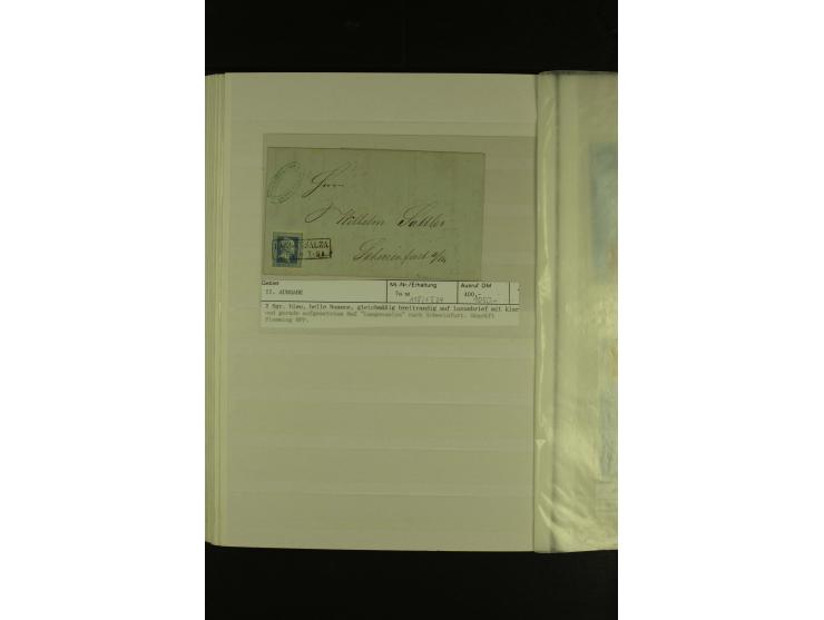 1850/67, hochinteressante Sammlung von über 50 Briefen, dabei Mi.-Nr. 1 im Paar, Mi.-Nr. 8b auf Faltbrief nach Frankfurt, Mi.