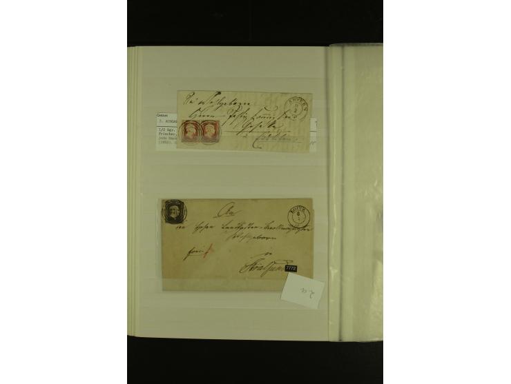 1850/67, hochinteressante Sammlung von über 50 Briefen, dabei Mi.-Nr. 1 im Paar, Mi.-Nr. 8b auf Faltbrief nach Frankfurt, Mi.