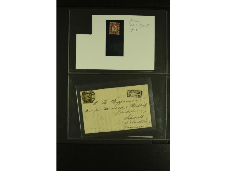 1850/1859, interessante Sammlung "Nummern-Stempel" auf fast 100 losen Marken und schönen Briefstücken sowie über 25 Briefen, 