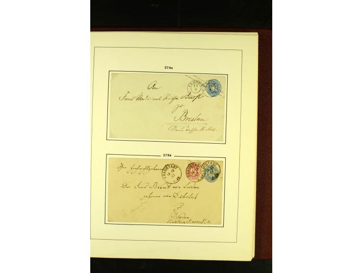 1852/67, interessante Sammlung von über 90 Ganzsachen (dabei einige Briefe), dabei bessere wie U6A ab "MYSLOWITZ" nach Bresla