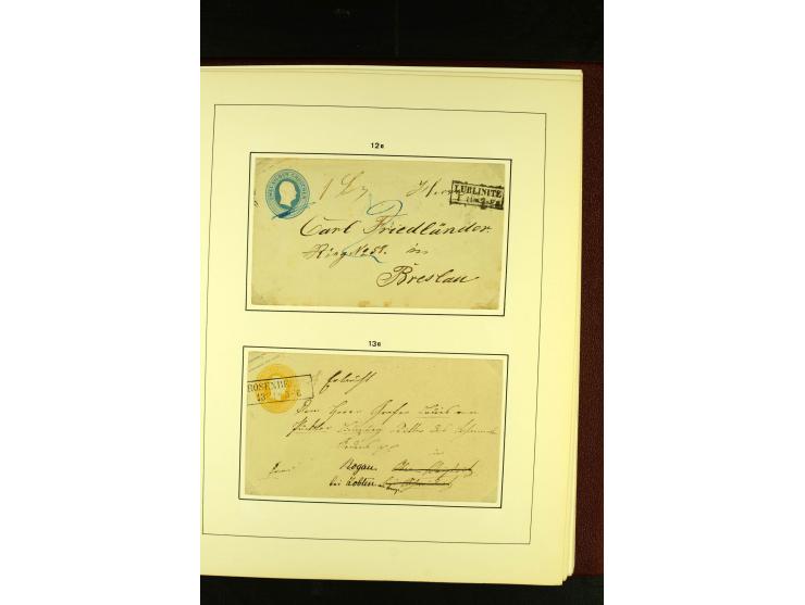 1852/67, interessante Sammlung von über 90 Ganzsachen (dabei einige Briefe), dabei bessere wie U6A ab "MYSLOWITZ" nach Bresla