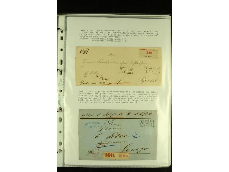 1852/1867, "Die Fahrpost", interessante Sammlung mit ca. 70 Paketbegleit-, Wert- und Auslagenbriefen mit vielen interessanten