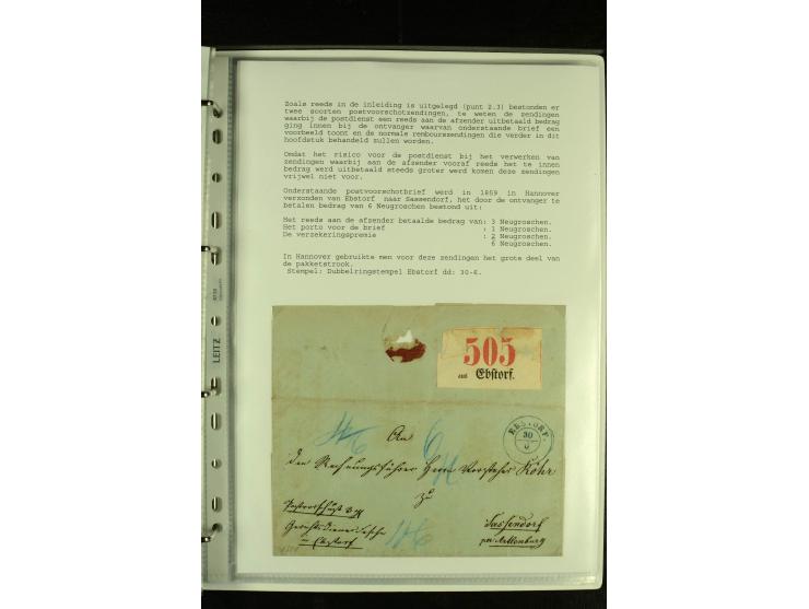 1852/1867, "Die Fahrpost", interessante Sammlung mit ca. 70 Paketbegleit-, Wert- und Auslagenbriefen mit vielen interessanten