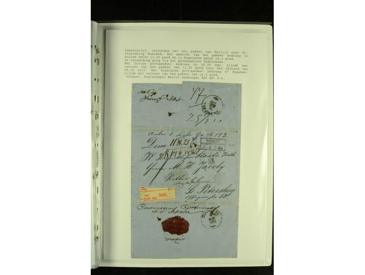 1852/1867, "Die Fahrpost", interessante Sammlung mit ca. 70 Paketbegleit-, Wert- und Auslagenbriefen mit vielen interessanten