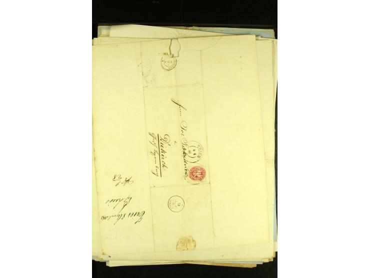 1861/66, sehr intertessante Partie von 52 Faltbriefen, dabei einige Einschreiben, alle nach Diekirch (Luxemburg) gelaufen, mi