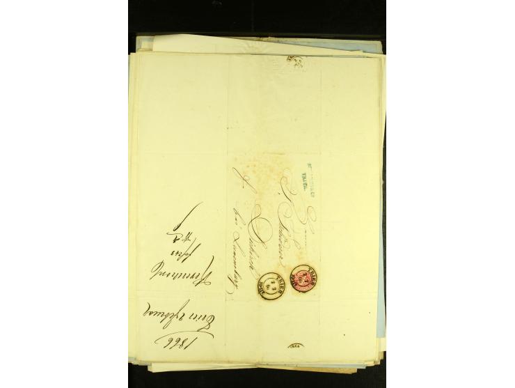 1861/66, sehr intertessante Partie von 52 Faltbriefen, dabei einige Einschreiben, alle nach Diekirch (Luxemburg) gelaufen, mi