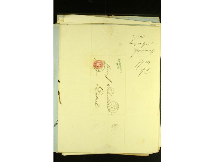 1861/66, sehr intertessante Partie von 52 Faltbriefen, dabei einige Einschreiben, alle nach Diekirch (Luxemburg) gelaufen, mi