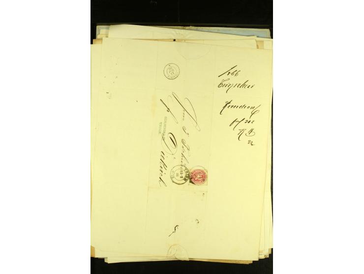 1861/66, sehr intertessante Partie von 52 Faltbriefen, dabei einige Einschreiben, alle nach Diekirch (Luxemburg) gelaufen, mi