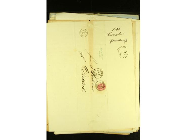 1861/66, sehr intertessante Partie von 52 Faltbriefen, dabei einige Einschreiben, alle nach Diekirch (Luxemburg) gelaufen, mi