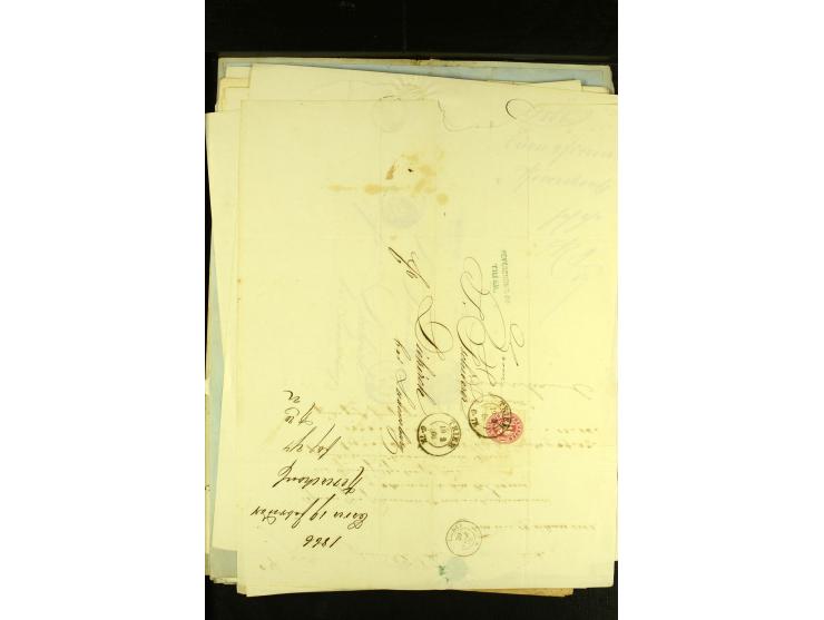 1861/66, sehr intertessante Partie von 52 Faltbriefen, dabei einige Einschreiben, alle nach Diekirch (Luxemburg) gelaufen, mi