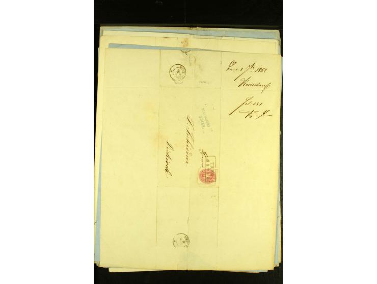1861/66, sehr intertessante Partie von 52 Faltbriefen, dabei einige Einschreiben, alle nach Diekirch (Luxemburg) gelaufen, mi
