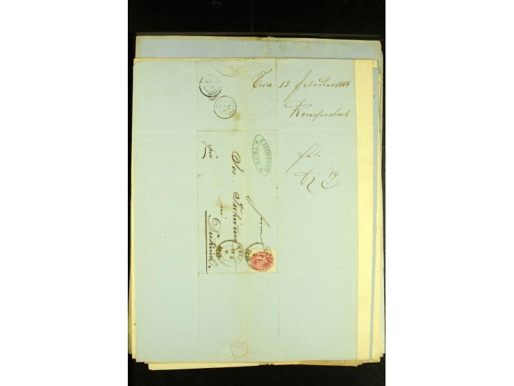 1861/66, sehr intertessante Partie von 52 Faltbriefen, dabei einige Einschreiben, alle nach Diekirch (Luxemburg) gelaufen, mi