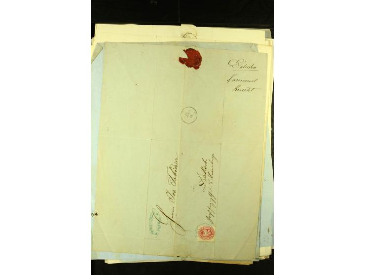 1861/66, sehr intertessante Partie von 52 Faltbriefen, dabei einige Einschreiben, alle nach Diekirch (Luxemburg) gelaufen, mi