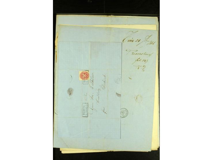 1861/66, sehr intertessante Partie von 52 Faltbriefen, dabei einige Einschreiben, alle nach Diekirch (Luxemburg) gelaufen, mi