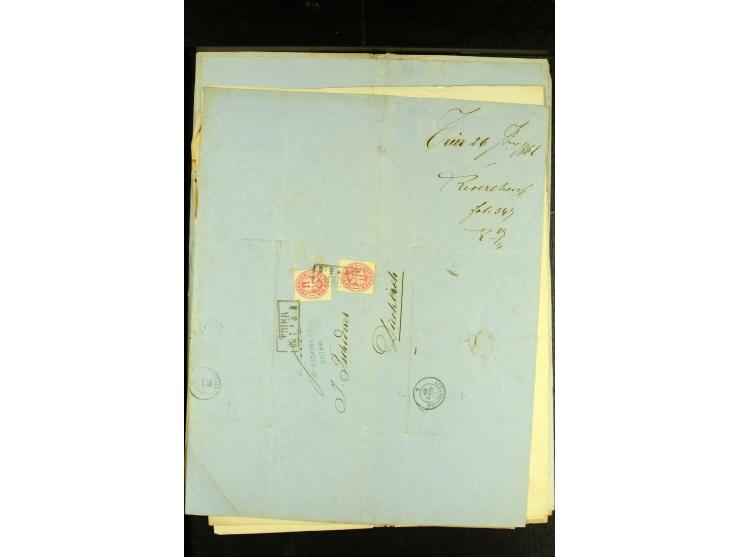 1861/66, sehr intertessante Partie von 52 Faltbriefen, dabei einige Einschreiben, alle nach Diekirch (Luxemburg) gelaufen, mi