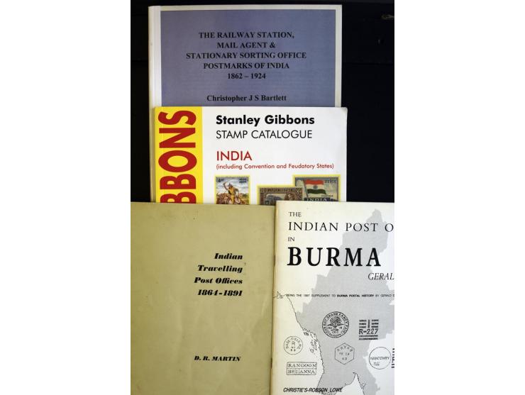 Indien: kleine Bibliothek, dabei Robson Lowe Band III sowie diverse Standardwerke über die Poststempel, Dawson "The One Anna 