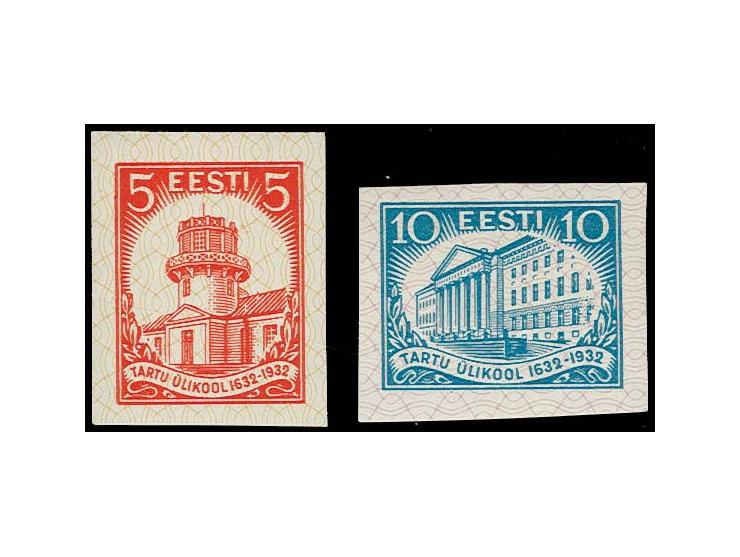 1932, University of Dorpat 2-10 s. as imperforated proof, mint never hinged and unused, very fine, signed Nemvalz and certifi