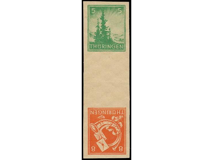 Senkrechtes Kehrdruck-Paar 5+8 Pfg., postfrisch mit leichter Faltung im Steg, sonst einwandfrei, Fotoattest Ströh BPP