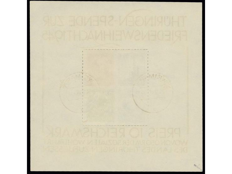 Weihnachts-Block auf weißem Papier, Type III, gestempelt "WEIMAR 24.12.45", leichte Wässerungsspuren, sign. Herbst BPP, Fotoa