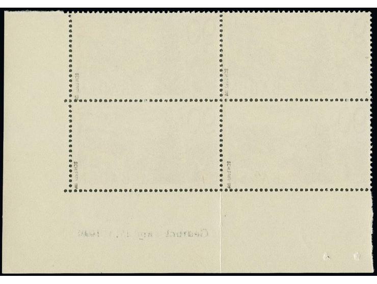 90 Pfg. im Viererblock aus der rechten unteren Bogenecke, Druckdatum 12.1.1949, postfrisch, tadellos, sign. Schlegel BPP