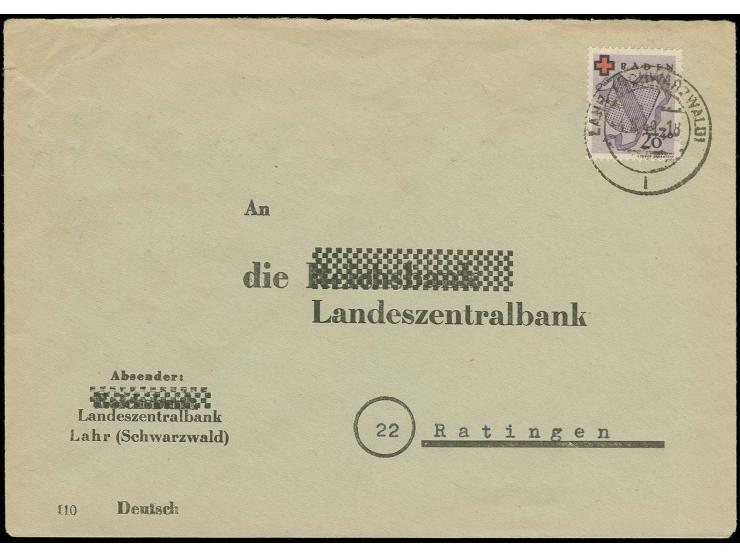 20 Pfg. auf portogerechtem Geschäftsbrief vom 4.5.49, einwandfreie Erhaltung