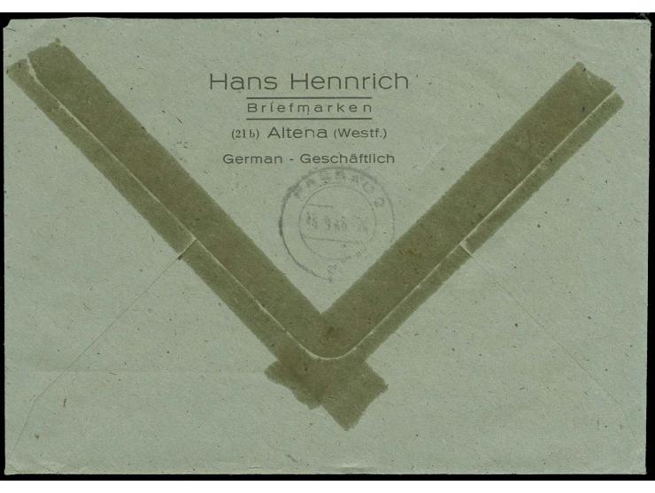 1 M. mit Zufrankatur mit Stempel "ALTENA 13.9.46" auf R-Brief nach Passau, Fotoattest Schlegel BPP