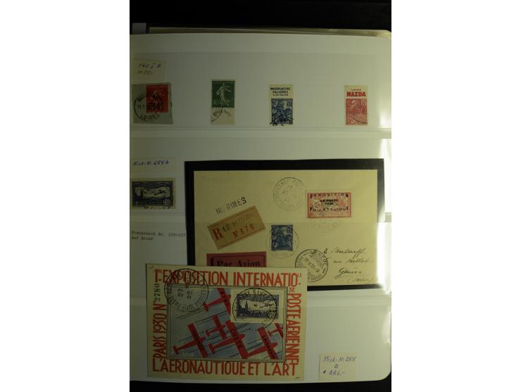 1849/2008, gestempelte, sehr reichhaltige Sammlung mit u.a. Mi.-Nr. 128-35, 239 auf Brief, Bl.1-3, Porto, Markenheftchen etc.